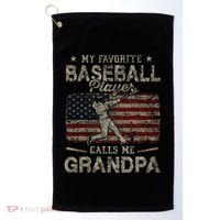 My Favorite Baseball Player Calls Me Grandpa FatherS Day Golf Towel thumb 0