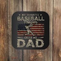 My Favorite Baseball Player Calls Me Dad FatherS Day Coaster thumb 0