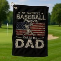 My Favorite Baseball Player Calls Me Dad FatherS Day Golf Towel thumb 1
