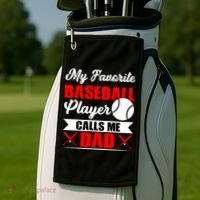 My Favorite Baseball Player Calls Me Dad Funny Baseball Dad Golf Towel thumb 2