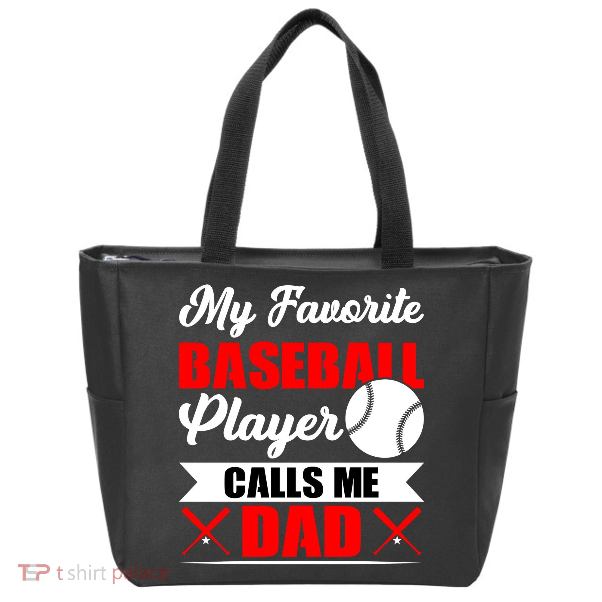 My Favorite Baseball Player Calls Me Dad Funny Baseball Dad Tote Bag