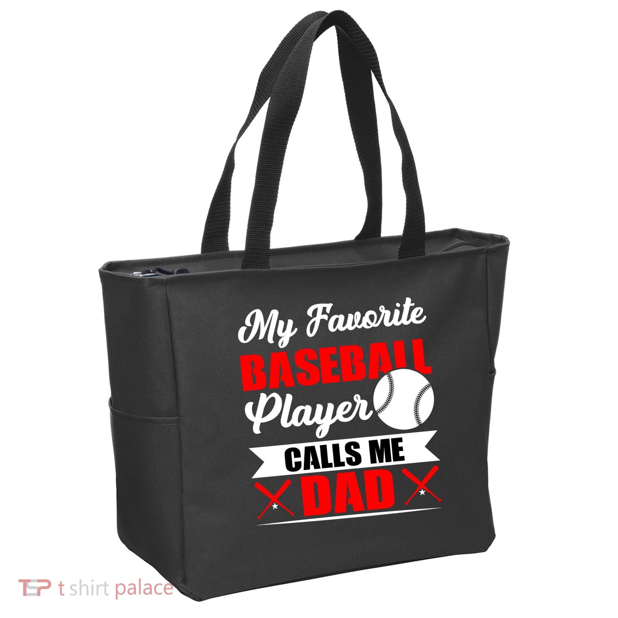 My Favorite Baseball Player Calls Me Dad Funny Baseball Dad Tote Bag