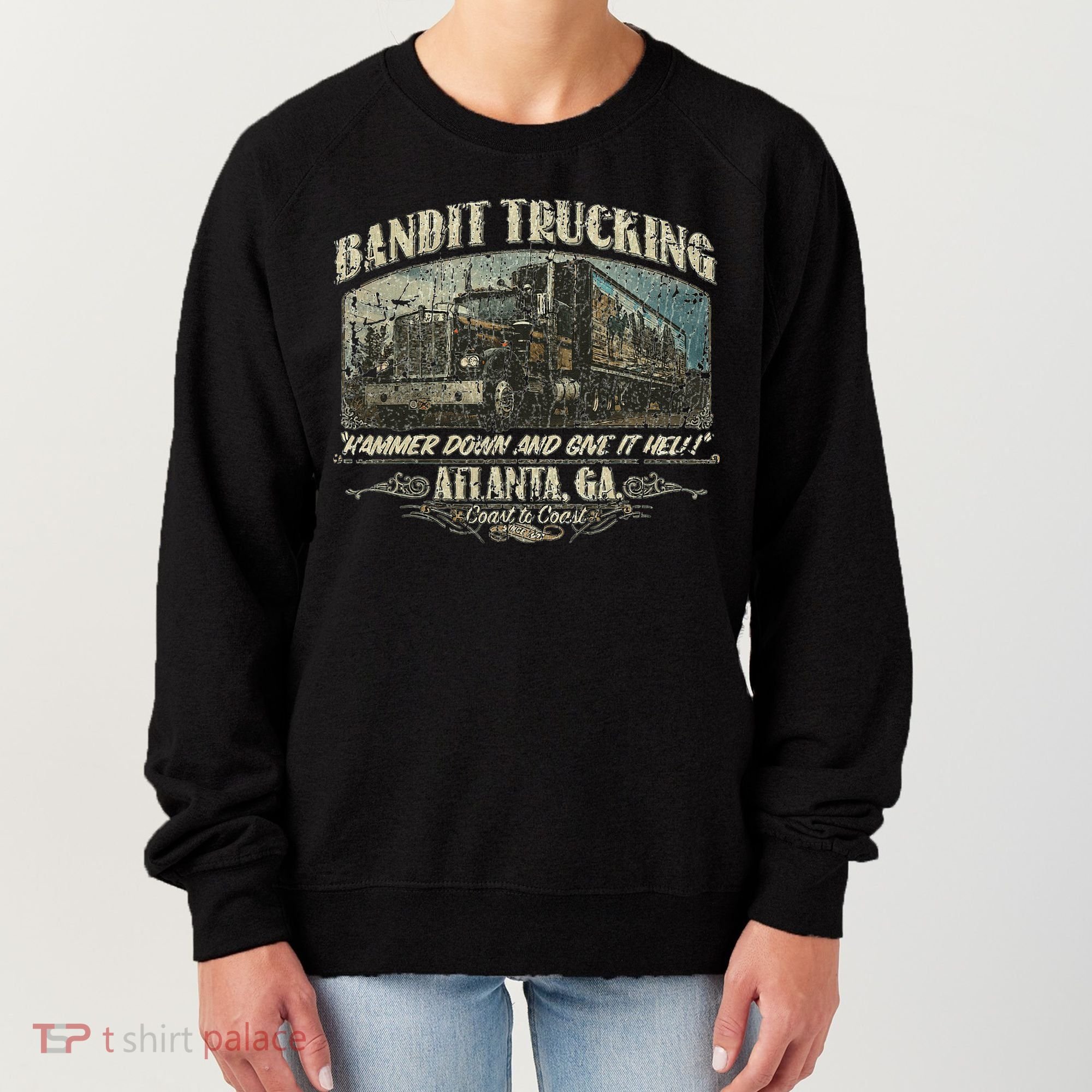 Men Funny Bandit Trucking 1977 Family Distressed Women's Sweatshirt