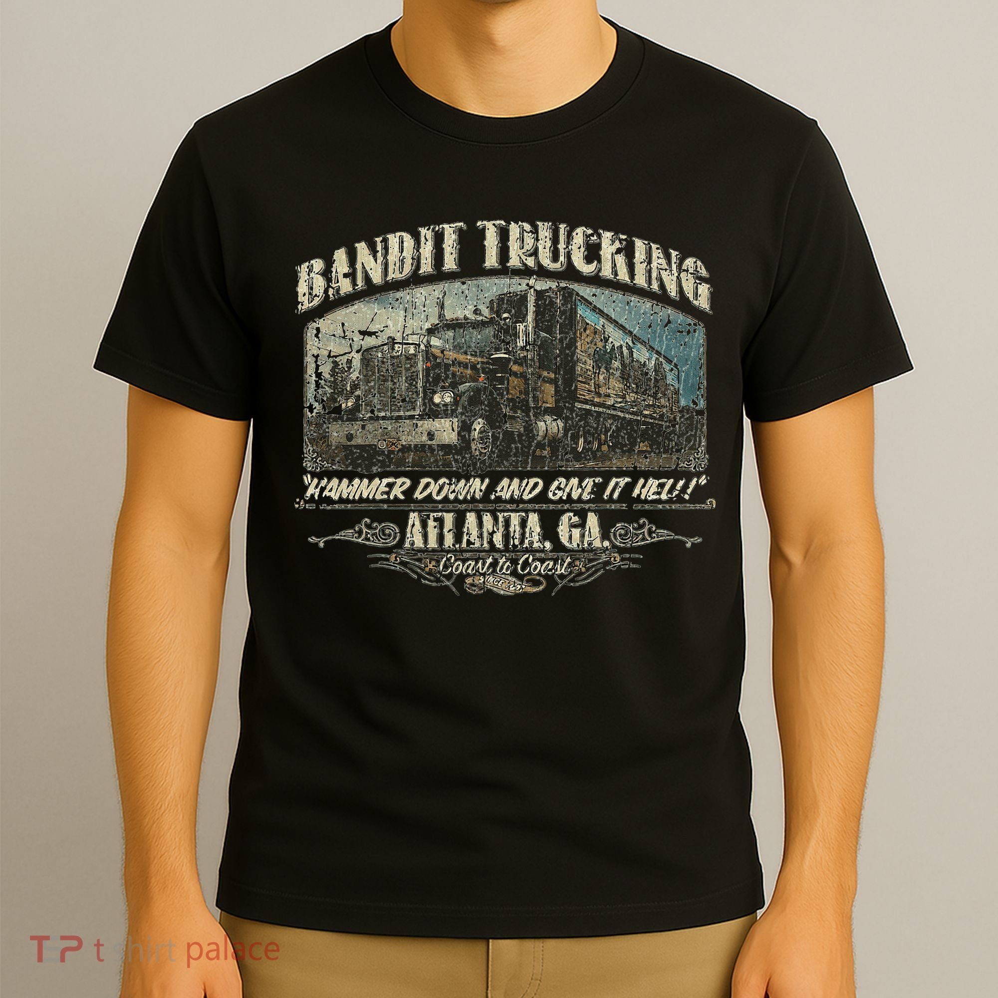 Men Funny Bandit Trucking 1977 Family Distressed T-Shirt