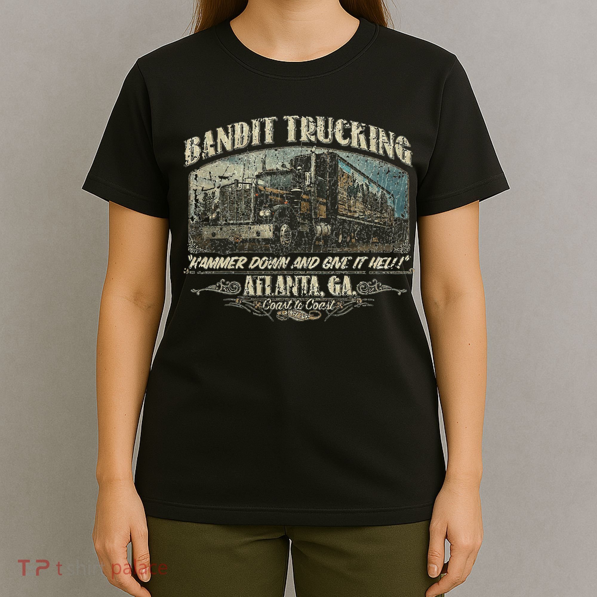 Men Funny Bandit Trucking 1977 Family Distressed T-Shirt