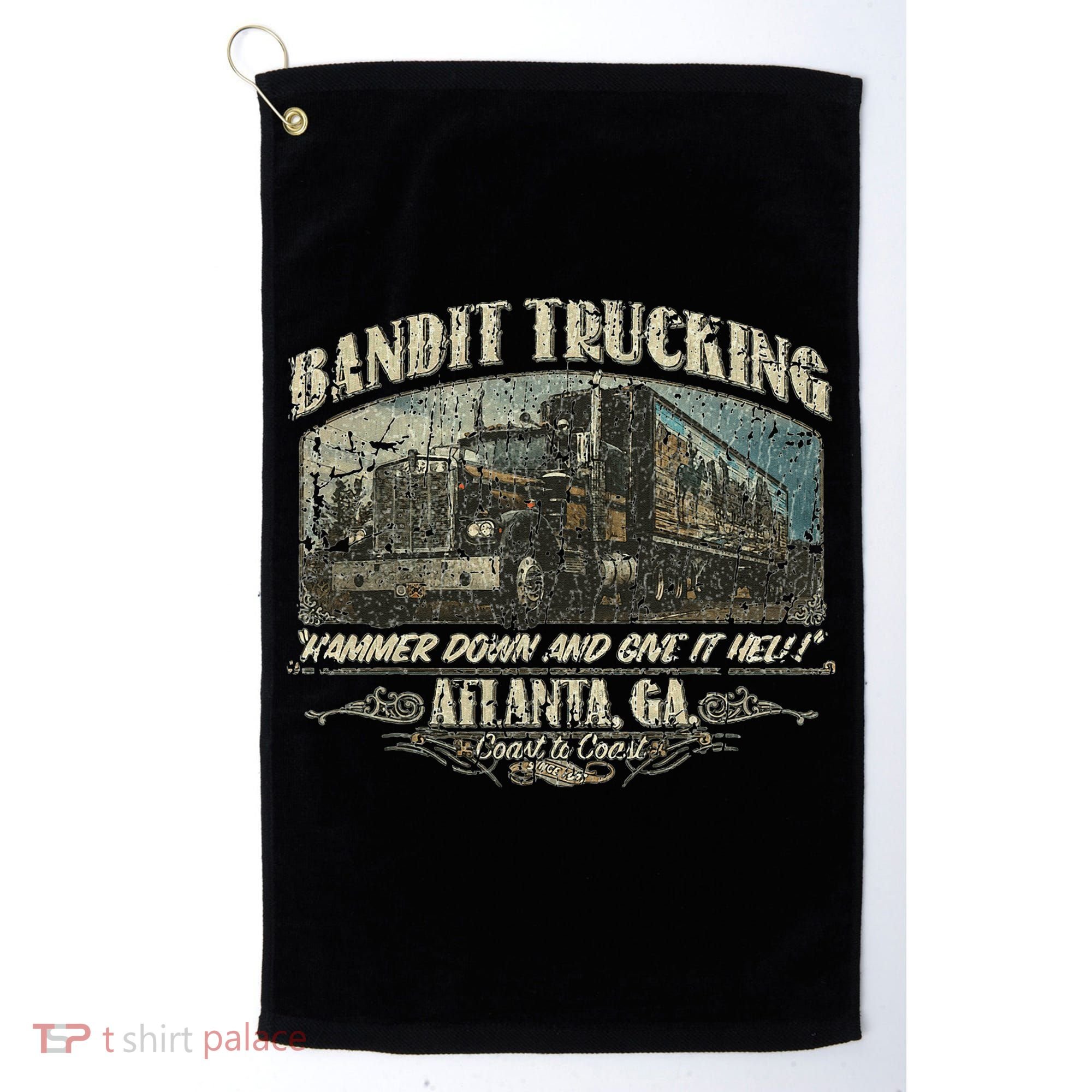 Men Funny Bandit Trucking 1977 Family Distressed Golf Towel