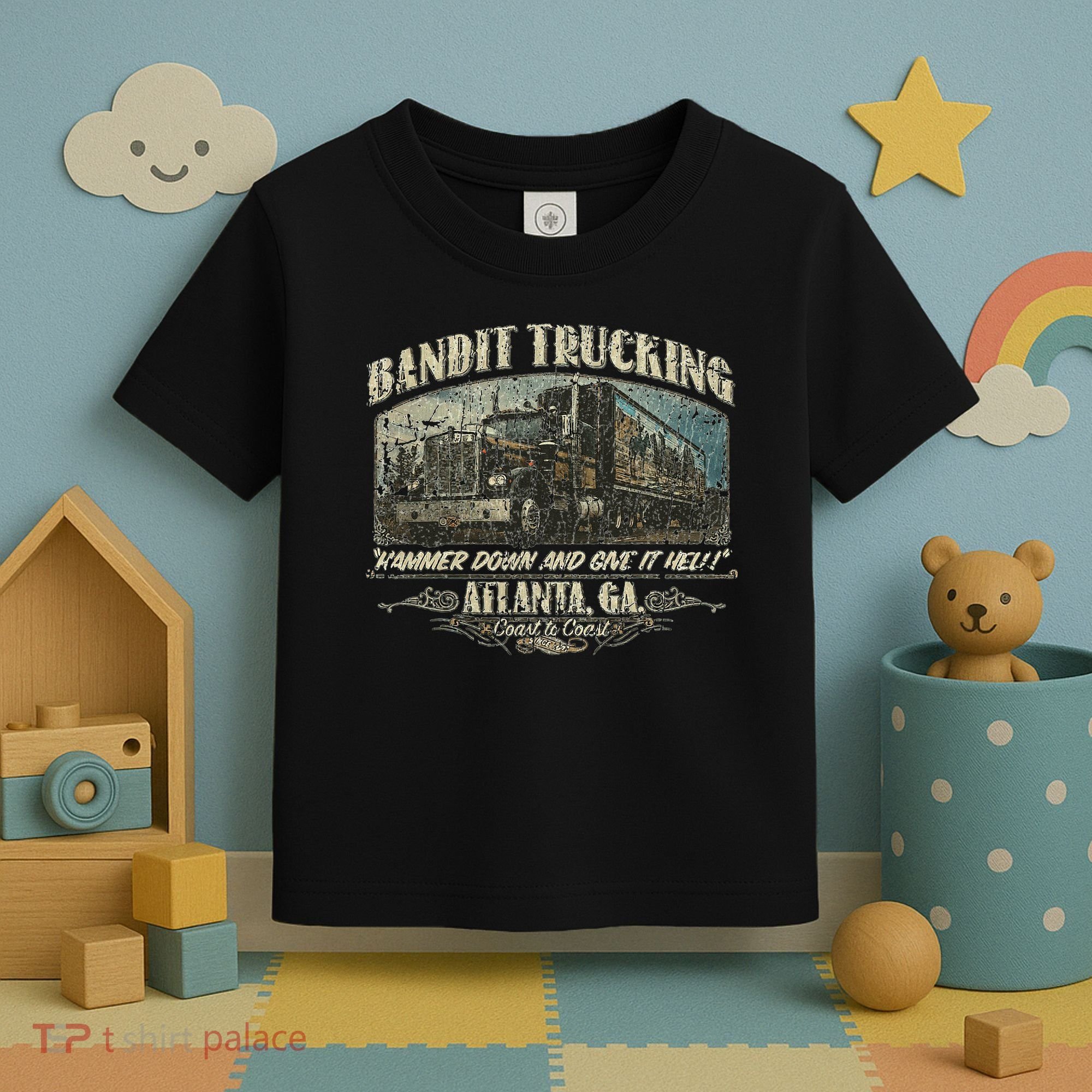 Men Funny Bandit Trucking 1977 Family Distressed Toddler T-Shirt