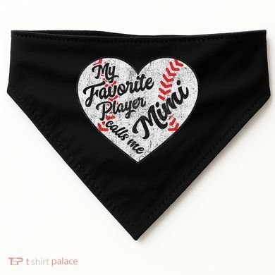 My Favorite Baseball Player Calls Me Mimi Baseball USA-Made Doggie Bandana