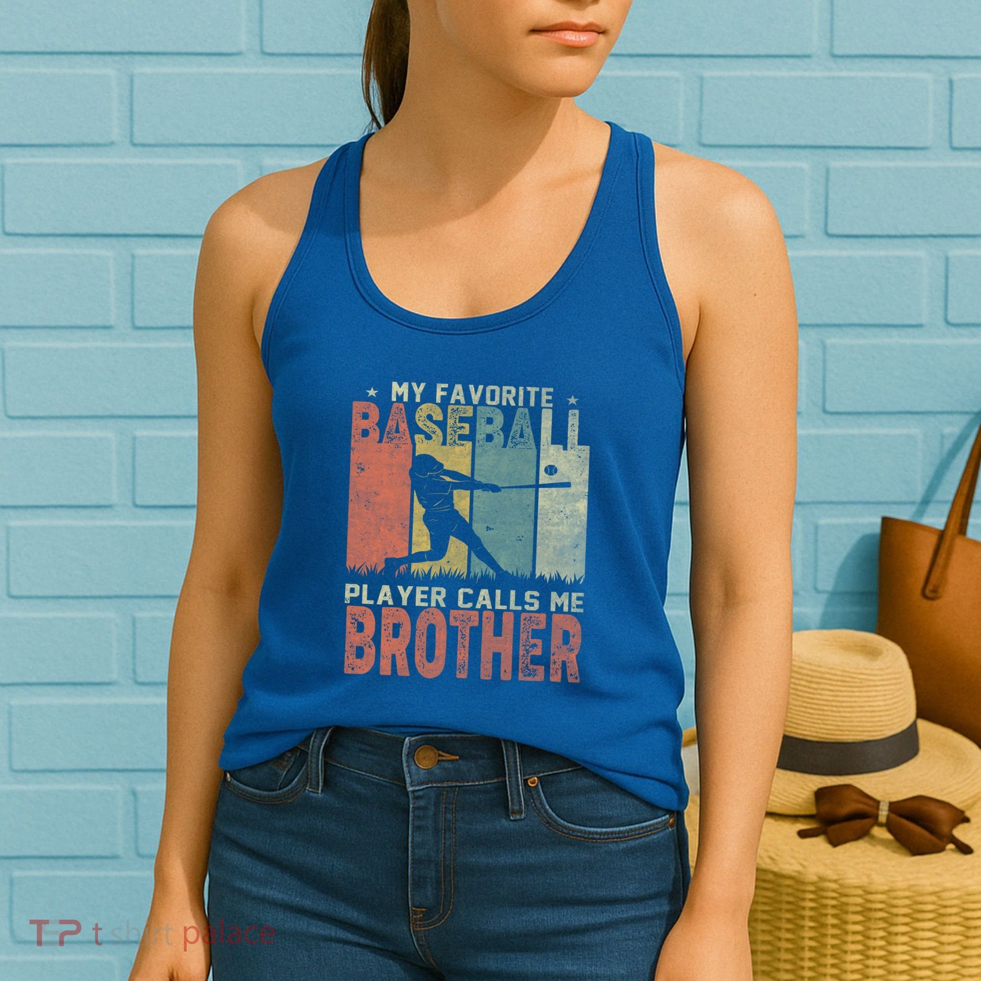 My Favorite Baseball Player Calls Me Brother Funny Baseball Gift Women's Tank Top