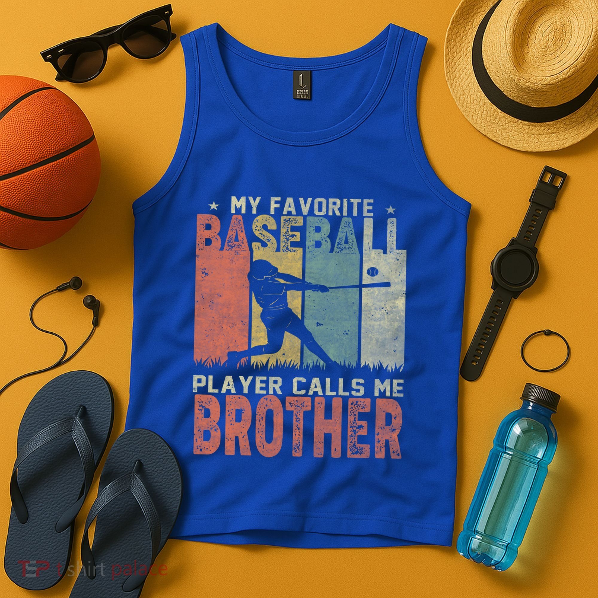 My Favorite Baseball Player Calls Me Brother Funny Baseball Gift Tank Top