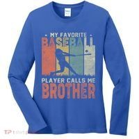 My Favorite Baseball Player Calls Me Brother Funny Baseball Gift Women's Long Sleeve Shirt thumb 0