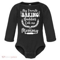 My Favorite Baking Buddies Call Me Mommy Funny Baker Cooking Cute Gift Baby Long Sleeve Bodysuit thumb 0