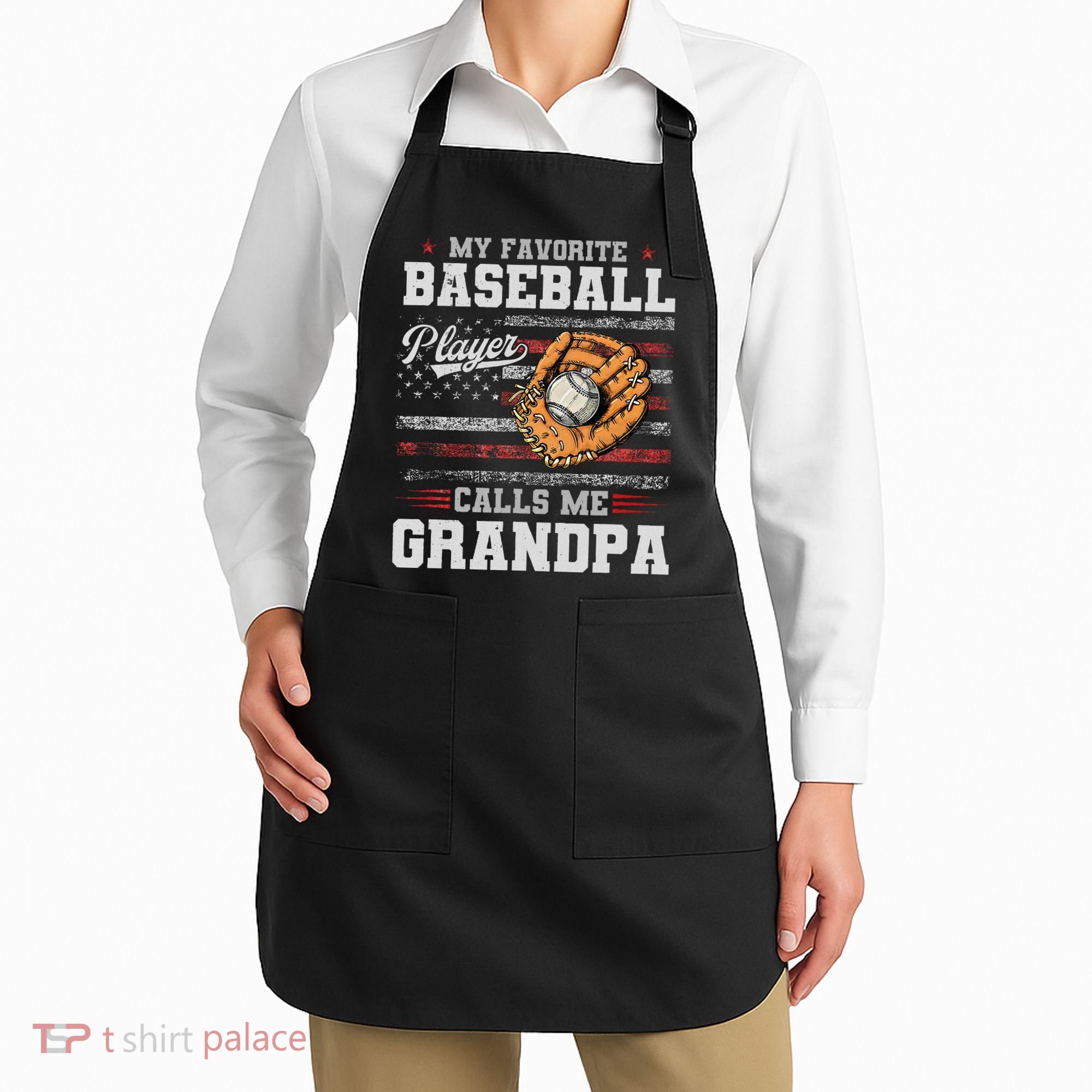 My Favorite Baseball Player Calls Me Grandpa Apron