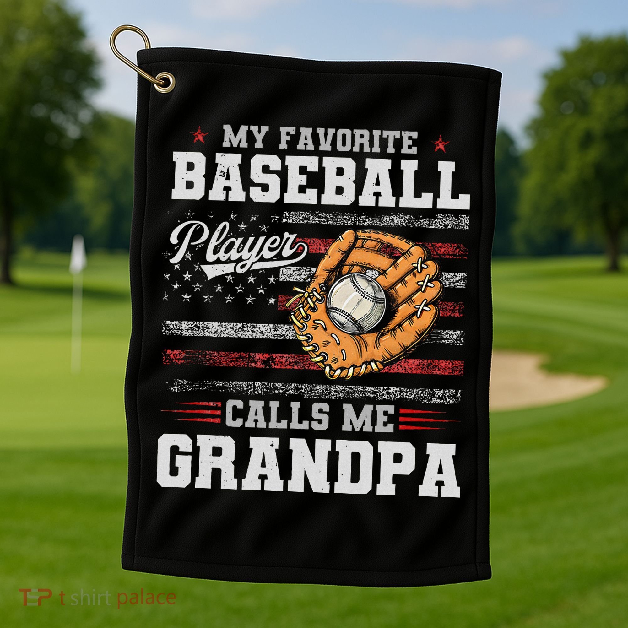 My Favorite Baseball Player Calls Me Grandpa Golf Towel