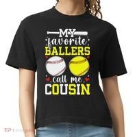 My Favorite Ballers Call Me Cousin Baseball Softball Cousin Comfort Colors Boxy T-Shirt thumb 0