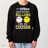 My Favorite Ballers Call Me Cousin Baseball Softball Cousin Women's Sweatshirt thumb 0