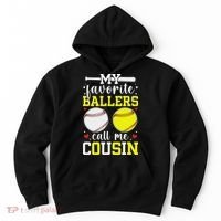 My Favorite Ballers Call Me Cousin Baseball Softball Cousin Hoodie thumb 0