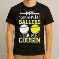 My Favorite Ballers Call Me Cousin Baseball Softball Cousin T-Shirt thumb 3