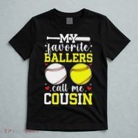 My Favorite Ballers Call Me Cousin Baseball Softball Cousin T-Shirt thumb 5