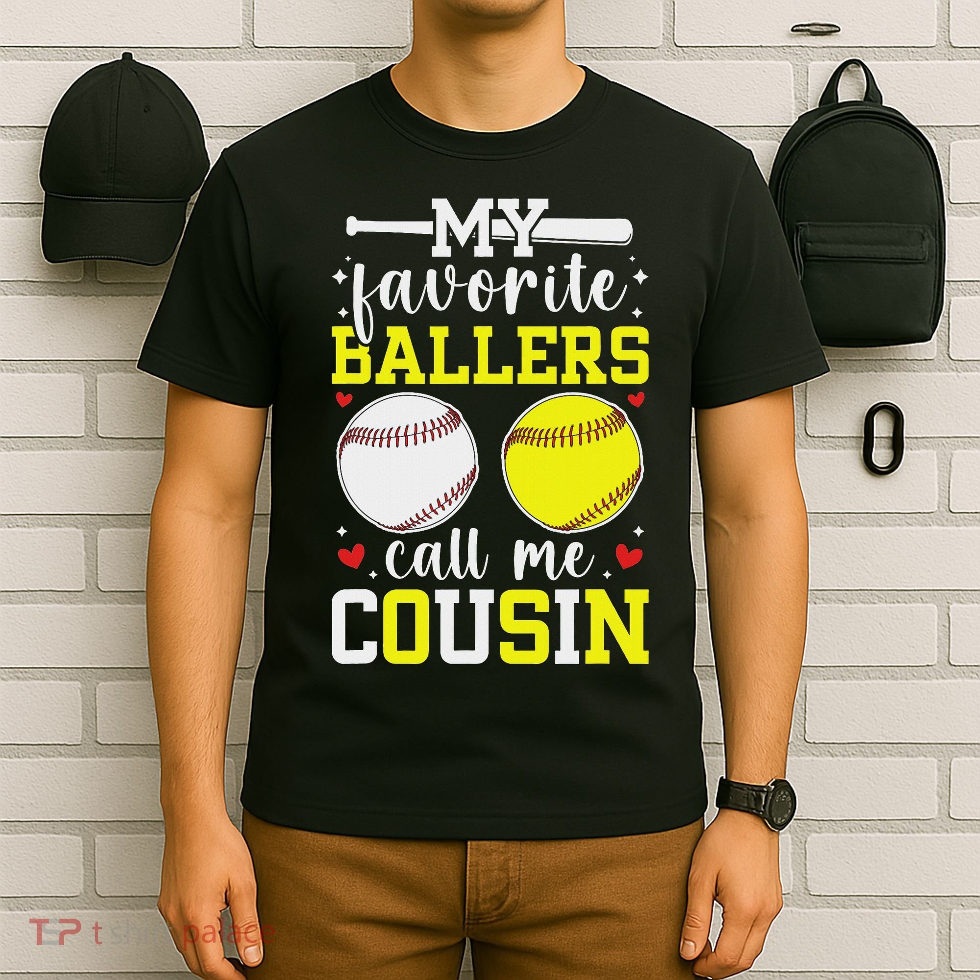 My Favorite Ballers Call Me Cousin Baseball Softball Cousin T-Shirt