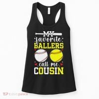 My Favorite Ballers Call Me Cousin Baseball Softball Cousin Women's Tank Top thumb 0