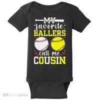 My Favorite Ballers Call Me Cousin Baseball Softball Cousin Baby Bodysuit thumb 0