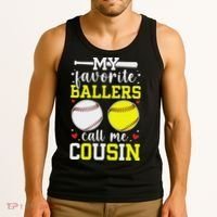 My Favorite Ballers Call Me Cousin Baseball Softball Cousin Tank Top thumb 3