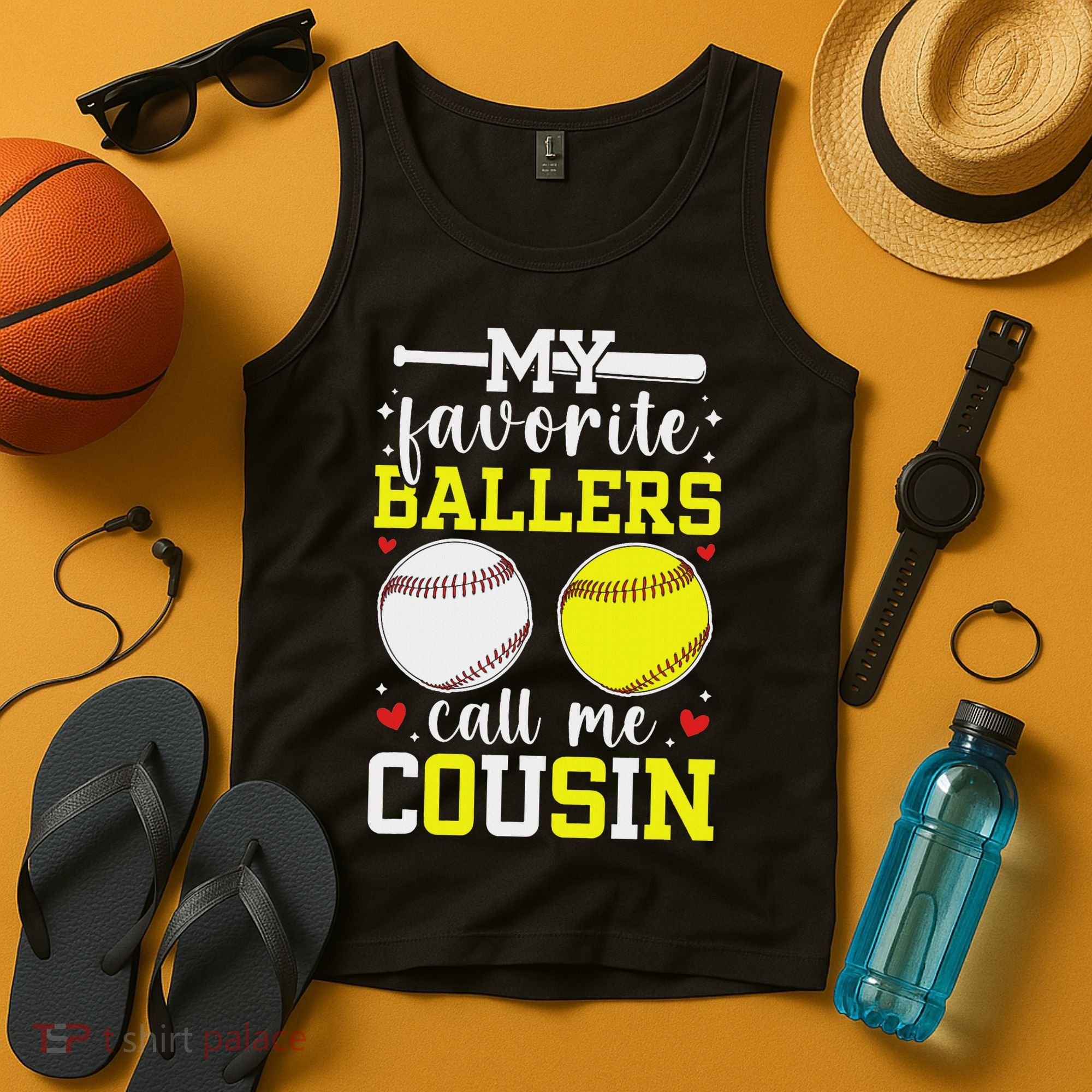 My Favorite Ballers Call Me Cousin Baseball Softball Cousin Tank Top