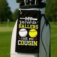 My Favorite Ballers Call Me Cousin Baseball Softball Cousin Golf Towel thumb 2