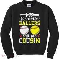 My Favorite Ballers Call Me Cousin Baseball Softball Cousin Kids Sweatshirt thumb 0