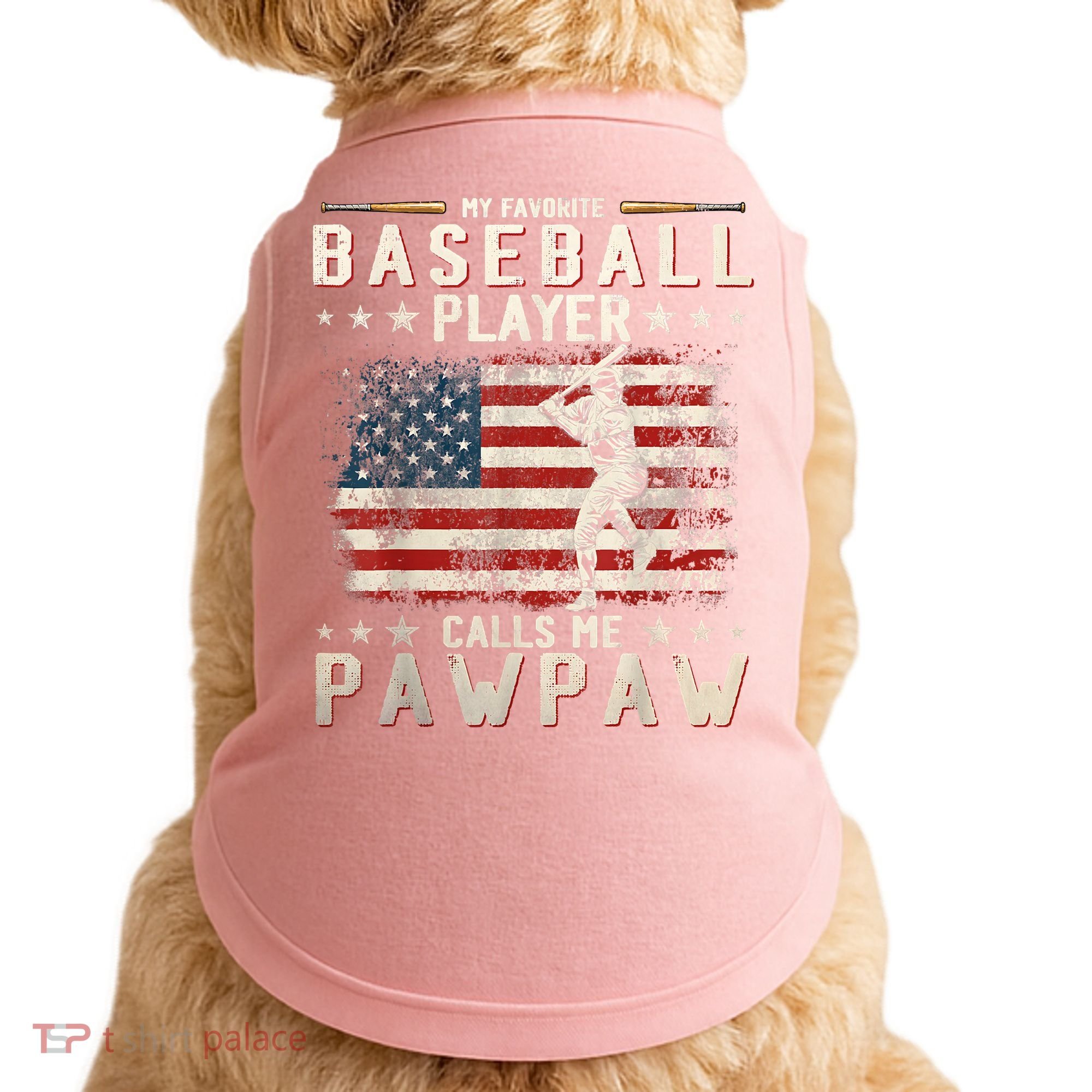 My Favorite Baseball Player Calls Me Pawpaw Flag Father Day Doggie Tank