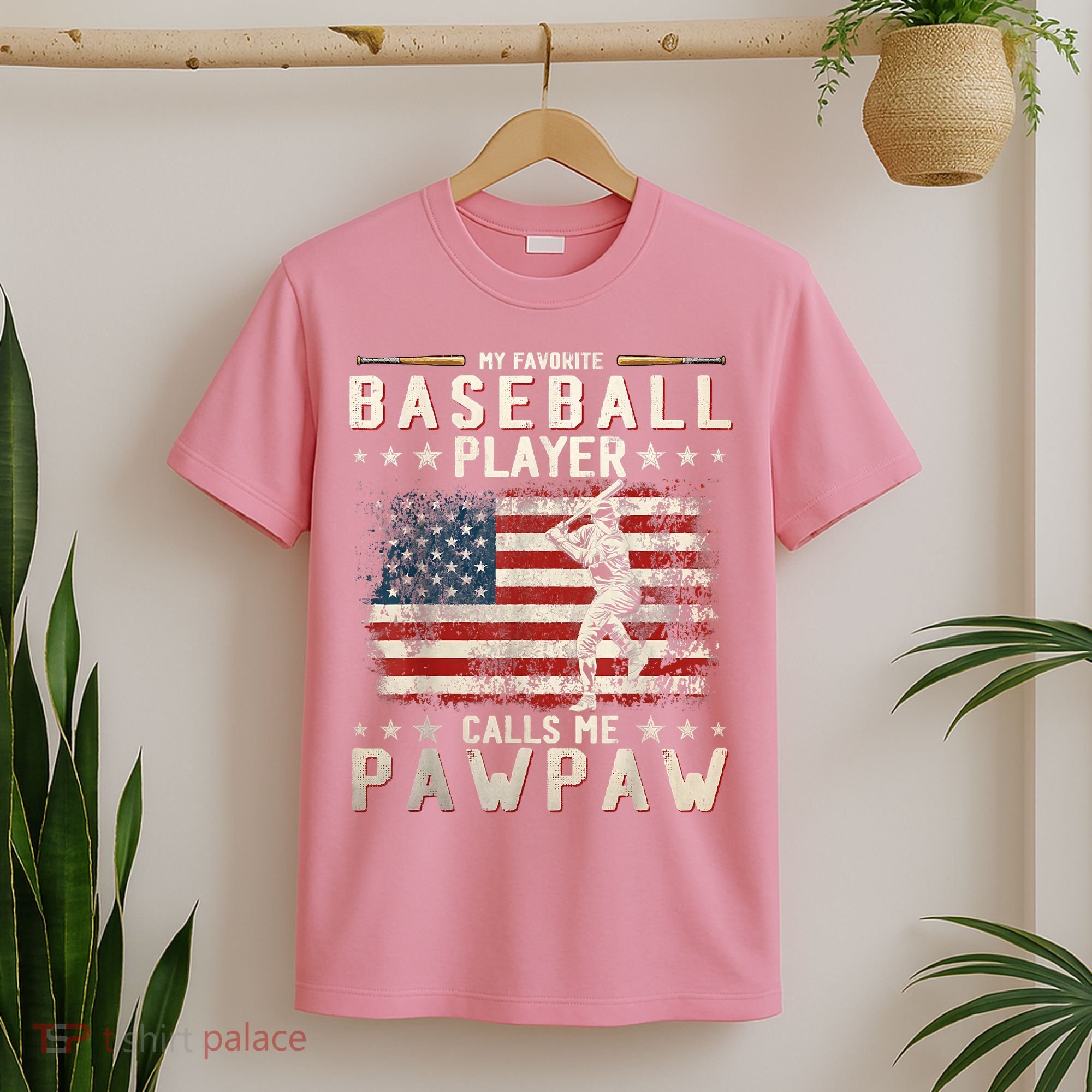 My Favorite Baseball Player Calls Me Pawpaw Flag Father Day T-Shirt