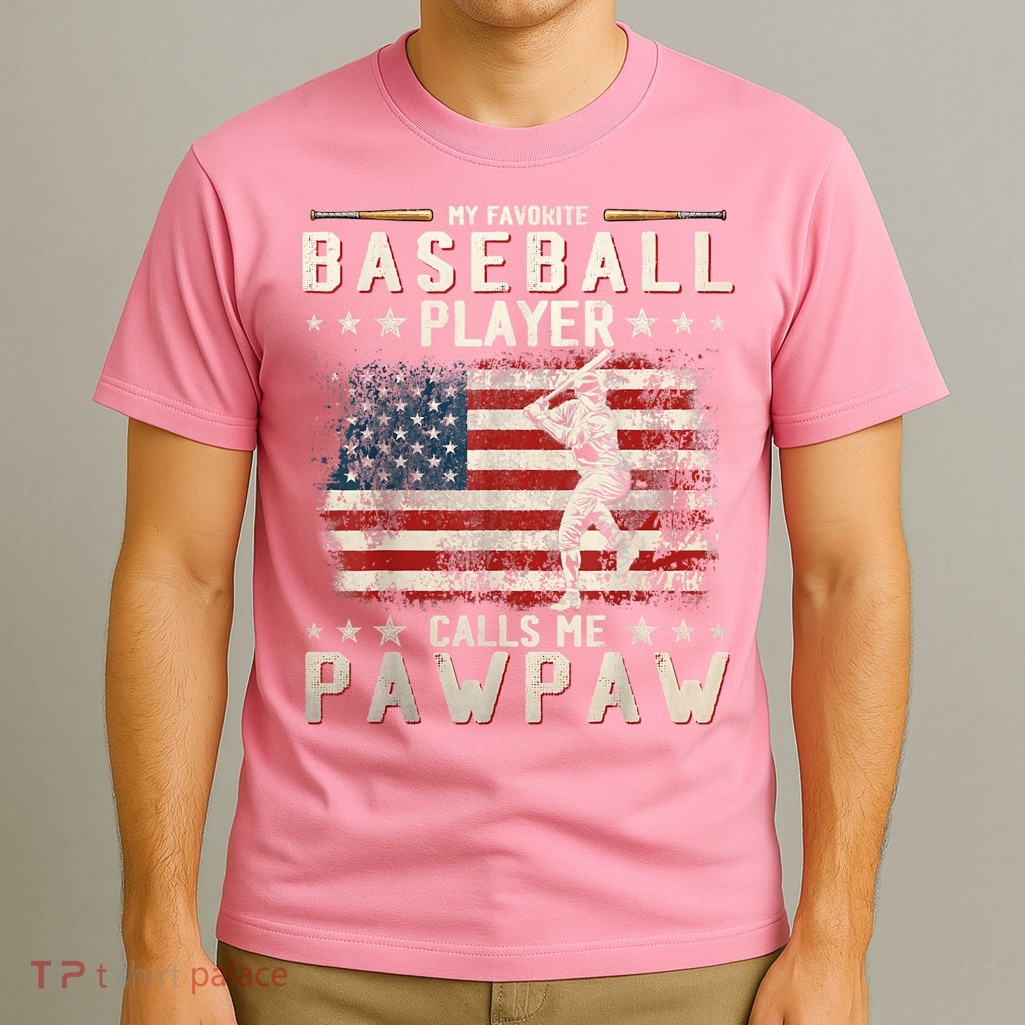 My Favorite Baseball Player Calls Me Pawpaw Flag Father Day T-Shirt