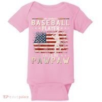 My Favorite Baseball Player Calls Me Pawpaw Flag Father Day Baby Bodysuit thumb 0