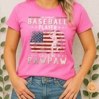 My Favorite Baseball Player Calls Me Pawpaw Flag Father Day Women's T-Shirt thumb 2