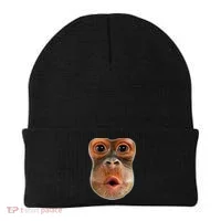 Monkey Face Breath Funny Beanie thumb 0
