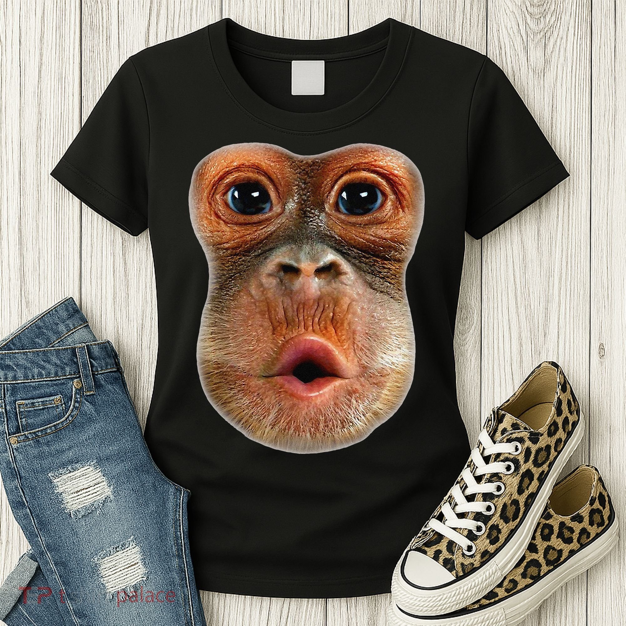 Monkey Face Breath Funny Women's T-Shirt