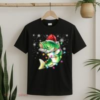 Merry Fishmas Bass Fish Fishing Christmas Ugly Sweater Xmas T-Shirt thumb 2