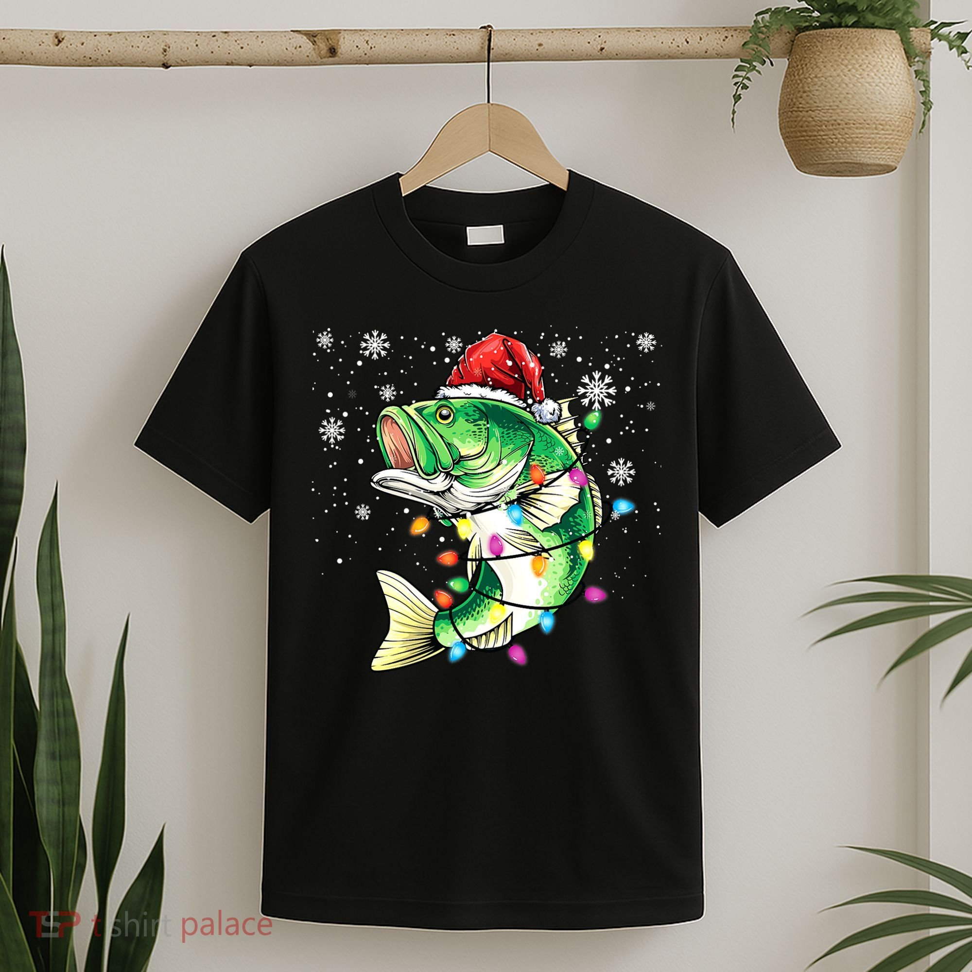 Merry Fishmas Bass Fish Fishing Christmas Ugly Sweater Xmas T-Shirt