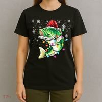 Merry Fishmas Bass Fish Fishing Christmas Ugly Sweater Xmas T-Shirt thumb 4