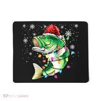 Merry Fishmas Bass Fish Fishing Christmas Ugly Sweater Xmas Mousepad thumb 0