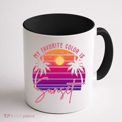 My Favorite Color Is Sunset Summer Retro Coffee Mug back
