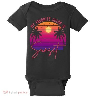 My Favorite Color Is Sunset Summer Retro Baby Bodysuit