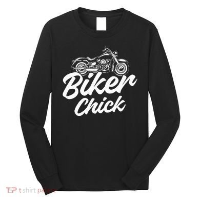 Motorcycle Funny Chopper Race Biker Chick Long Sleeve Shirt