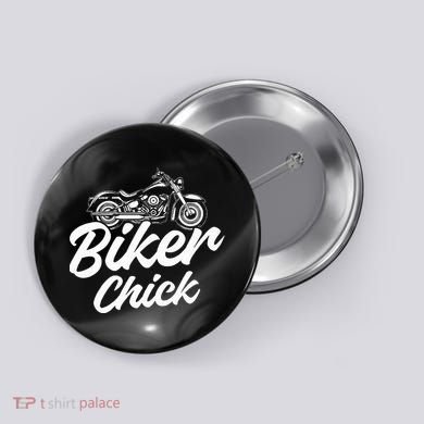 Motorcycle Funny Chopper Race Biker Chick Button