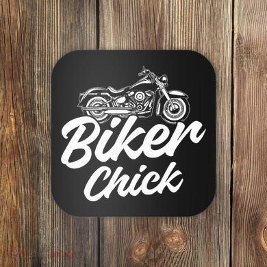 Motorcycle Funny Chopper Race Biker Chick Coaster