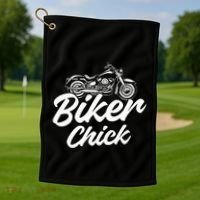 Motorcycle Funny Chopper Race Biker Chick Golf Towel thumb 1