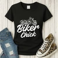 Motorcycle Funny Chopper Race Biker Chick Women's T-Shirt thumb 3