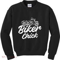 Motorcycle Funny Chopper Race Biker Chick Kids Sweatshirt thumb 0
