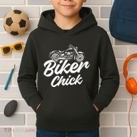 Motorcycle Funny Chopper Race Biker Chick Kids Hoodie thumb 2
